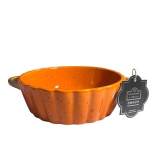 10 Strawberry Street Orange Pumpkin Bowl – Fall & Thanksgiving Serving Dish NWT
